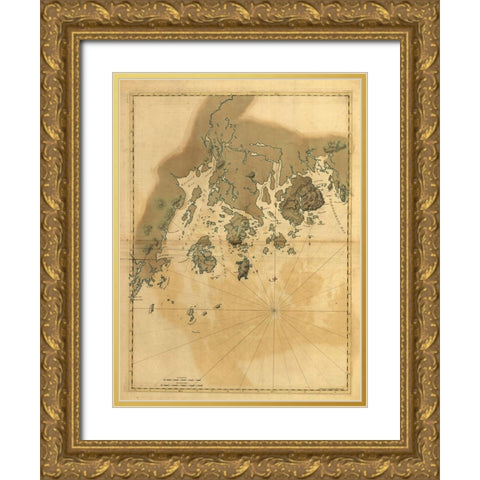 Maine Coast Gold Ornate Wood Framed Art Print with Double Matting by Sproul, Dan