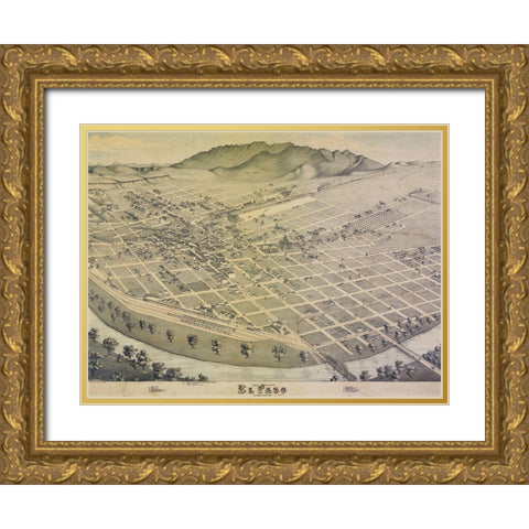 El Paso, TX Gold Ornate Wood Framed Art Print with Double Matting by Sproul, Dan