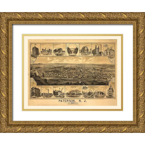Paterson, NJ-1880 Gold Ornate Wood Framed Art Print with Double Matting by Sproul, Dan