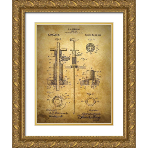 Beer Tap 1912 Gold Ornate Wood Framed Art Print with Double Matting by Sproul, Dan