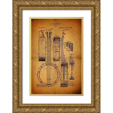 Banjo 1882 Gold Ornate Wood Framed Art Print with Double Matting by Sproul, Dan