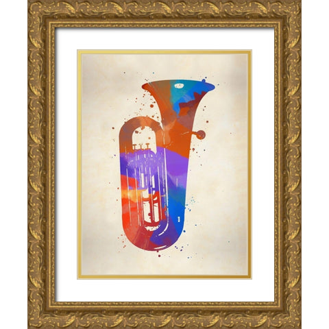 Brass II Tuba Gold Ornate Wood Framed Art Print with Double Matting by Sproul, Dan
