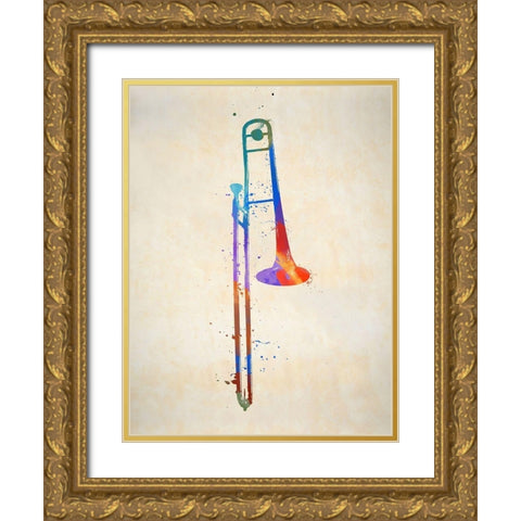 The Slid Trombone Gold Ornate Wood Framed Art Print with Double Matting by Sproul, Dan