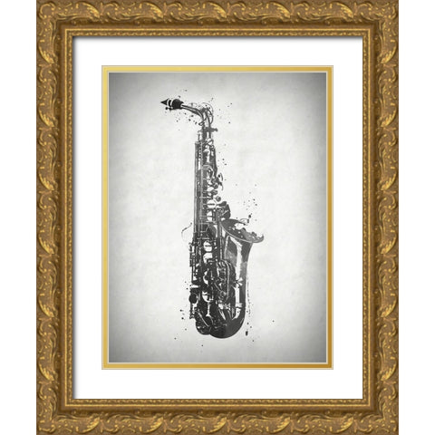 Black and White Sax Gold Ornate Wood Framed Art Print with Double Matting by Sproul, Dan