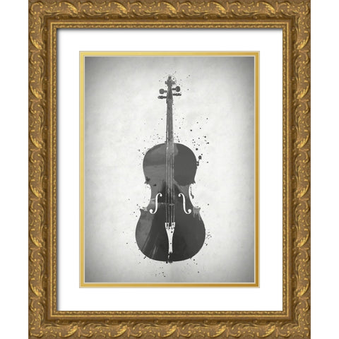 Black and White Violin Gold Ornate Wood Framed Art Print with Double Matting by Sproul, Dan