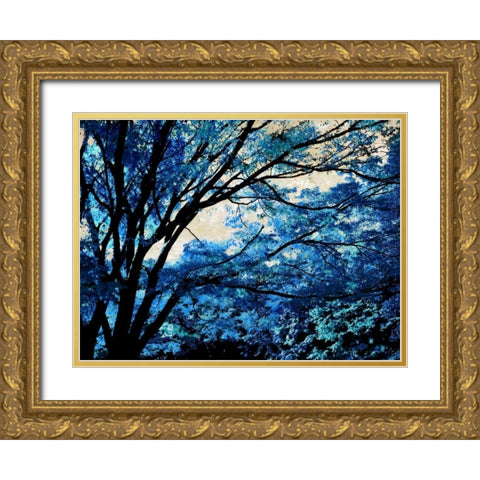 Blue Forest III Gold Ornate Wood Framed Art Print with Double Matting by Scott, Derek