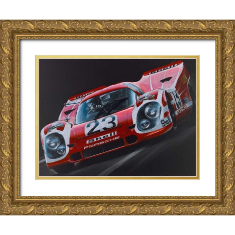 Porsche 917 Gold Ornate Wood Framed Art Print with Double Matting by Strothers, Todd