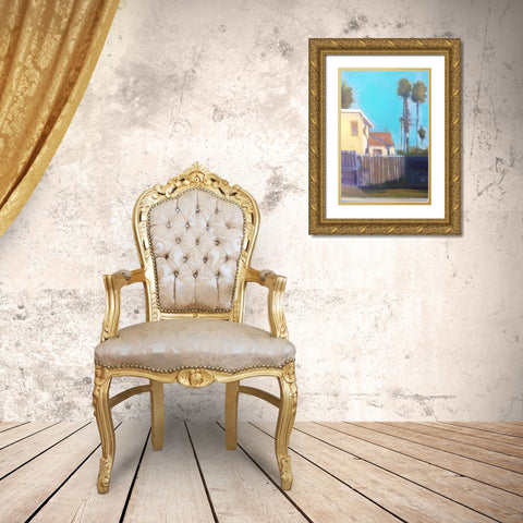 Palms and Shadows Gold Ornate Wood Framed Art Print with Double Matting by Barbini, Eddie