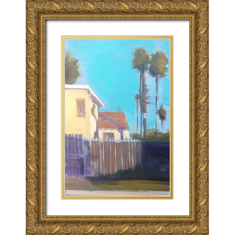Palms and Shadows Gold Ornate Wood Framed Art Print with Double Matting by Barbini, Eddie