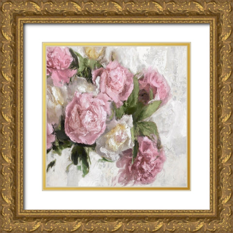 Floral Pink I Gold Ornate Wood Framed Art Print with Double Matting by Ford, Emily