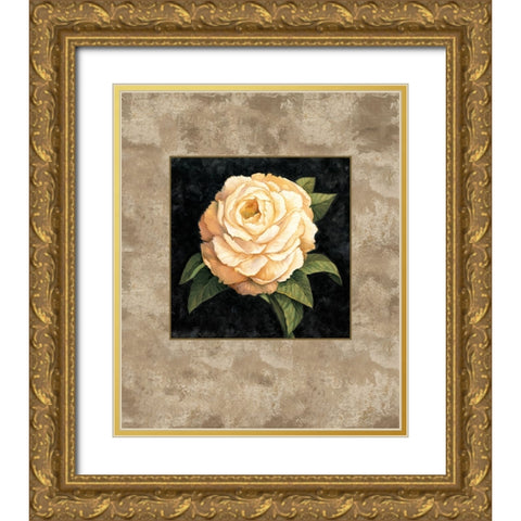 Yellow Peony Gold Ornate Wood Framed Art Print with Double Matting by Lopez, E.