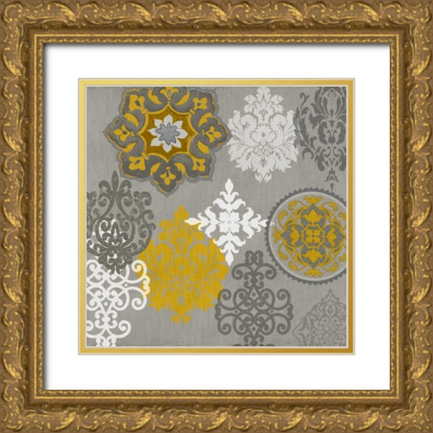 Decorative Ornaments In Gold I Gold Ornate Wood Framed Art Print with Double Matting by Roberts, Ellie