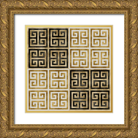 Greek Key I Gold Ornate Wood Framed Art Print with Double Matting by Roberts, Ellie
