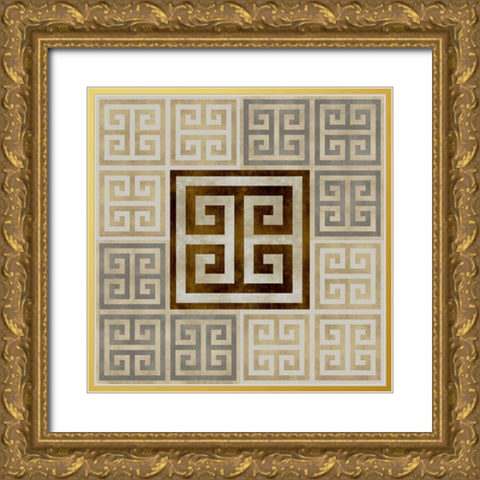 Greek Key III Gold Ornate Wood Framed Art Print with Double Matting by Roberts, Ellie