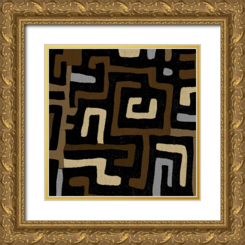 Mudcloth I Gold Ornate Wood Framed Art Print with Double Matting by Roberts, Ellie