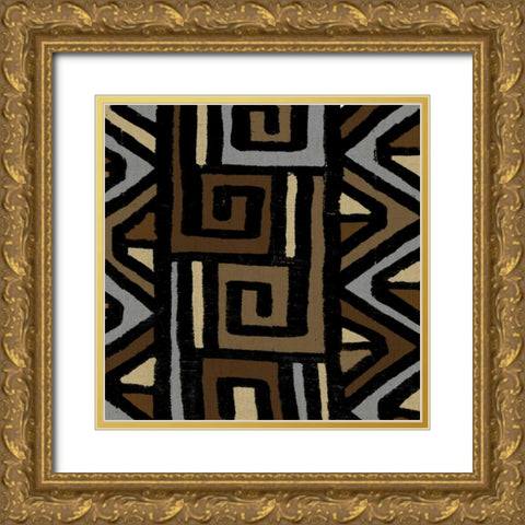 Mudcloth VI Gold Ornate Wood Framed Art Print with Double Matting by Roberts, Ellie