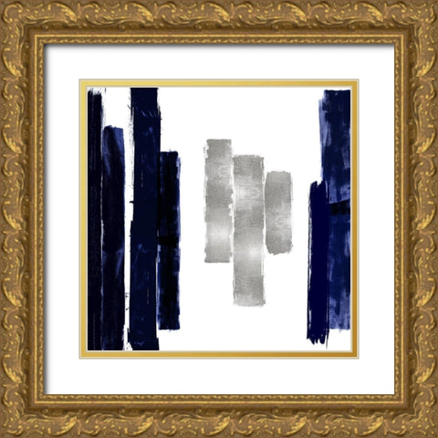 Vertical Blue and Silver II Gold Ornate Wood Framed Art Print with Double Matting by Roberts, Ellie