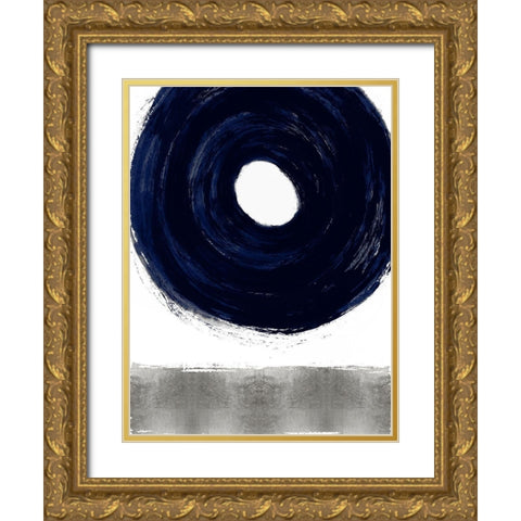 Glide Blue I Gold Ornate Wood Framed Art Print with Double Matting by Roberts, Ellie