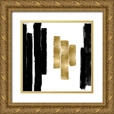 Vertical Black and Gold II Gold Ornate Wood Framed Art Print with Double Matting by Roberts, Ellie