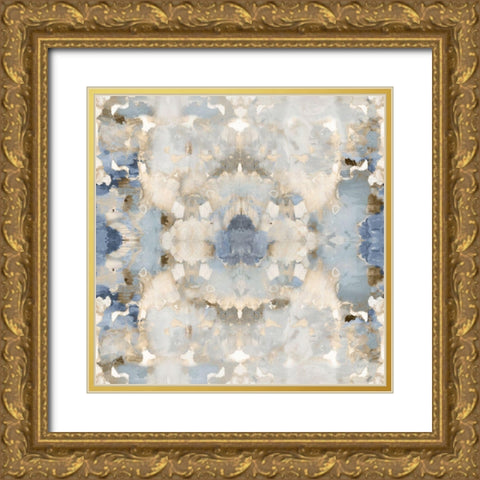 Harmony Blue and Brown III Gold Ornate Wood Framed Art Print with Double Matting by Blake, Madeline