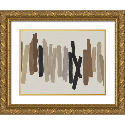 Strokes in Brown I Gold Ornate Wood Framed Art Print with Double Matting by Roberts, Ellie