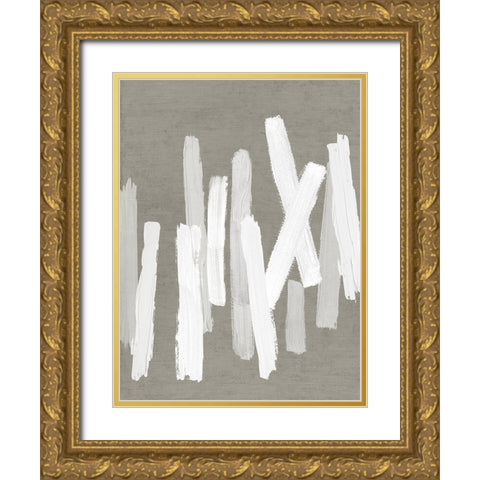 Strokes Neutral I Gold Ornate Wood Framed Art Print with Double Matting by Roberts, Ellie