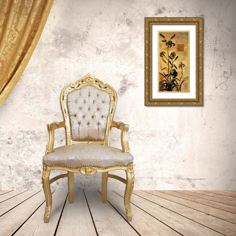 Lily Silhouette I Gold Ornate Wood Framed Art Print with Double Matting by Lange, Erin