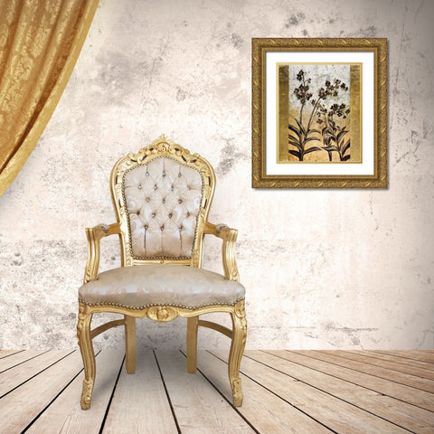 Orchid Silhouette Gold Ornate Wood Framed Art Print with Double Matting by Lange, Erin