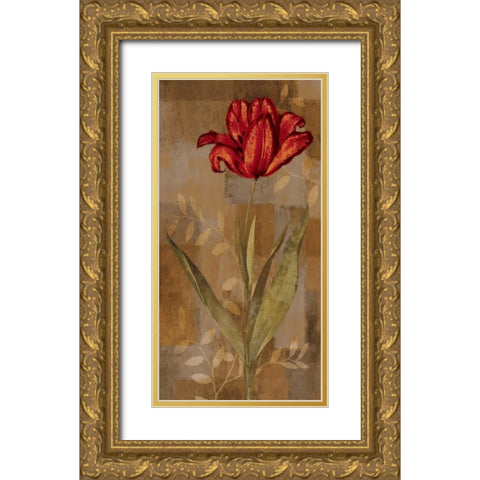 Red Impression I Gold Ornate Wood Framed Art Print with Double Matting by Lange, Erin