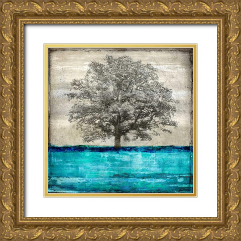 Majestic - Aqua Gold Ornate Wood Framed Art Print with Double Matting by Turner, Eric