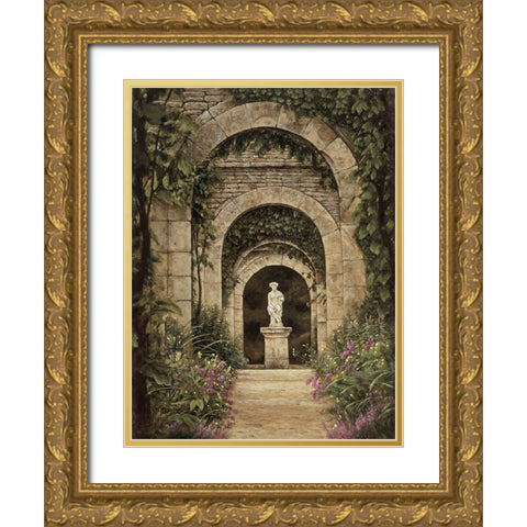The Villa Garden Gold Ornate Wood Framed Art Print with Double Matting by Wright, Elizabeth