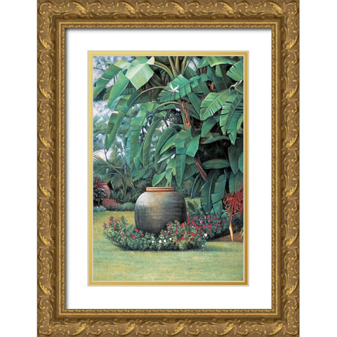 Tropical Garden I Gold Ornate Wood Framed Art Print with Double Matting by Wright, Elizabeth