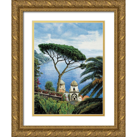 Amalfi Coast Gold Ornate Wood Framed Art Print with Double Matting by Wright, Elizabeth