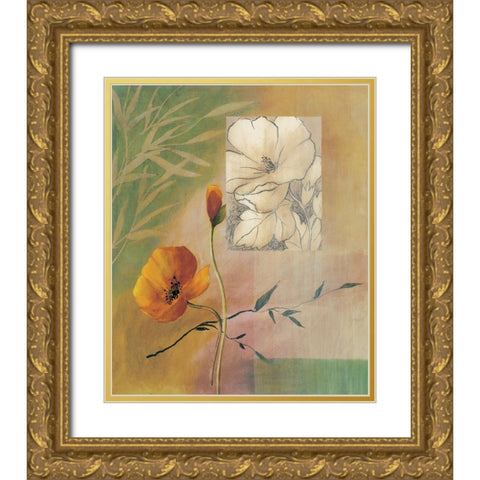Fleurs et couleurs II Gold Ornate Wood Framed Art Print with Double Matting by Boulez, Genevieve