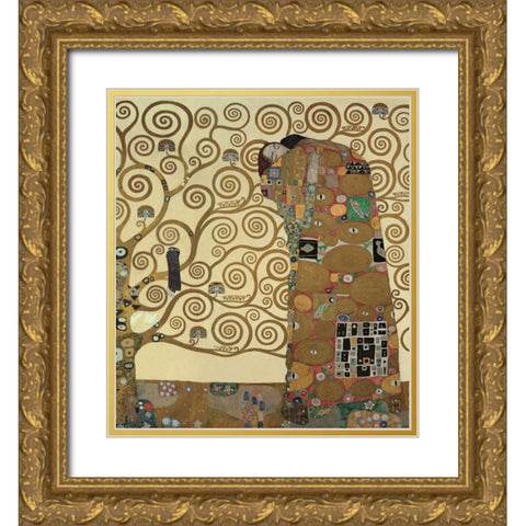 Die Erfullung Gold Ornate Wood Framed Art Print with Double Matting by Klimt, Gustav
