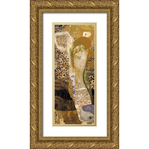Sea Serpents II Gold Ornate Wood Framed Art Print with Double Matting by Klimt, Gustav
