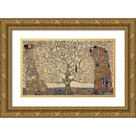 The Tree of Life - Stoclet F Gold Ornate Wood Framed Art Print with Double Matting by Klimt, Gustav