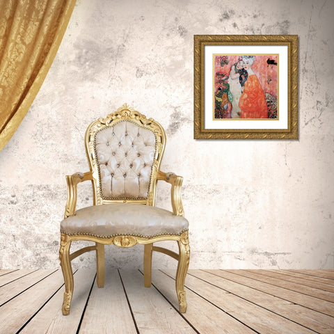 Le amiche Gold Ornate Wood Framed Art Print with Double Matting by Klimt, Gustav