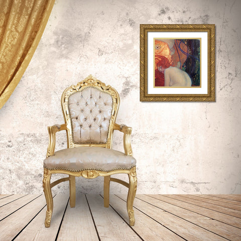 Goldfish Gold Ornate Wood Framed Art Print with Double Matting by Klimt, Gustav