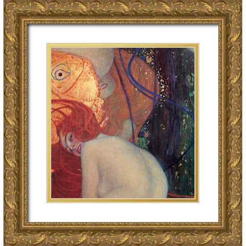 Goldfish Gold Ornate Wood Framed Art Print with Double Matting by Klimt, Gustav