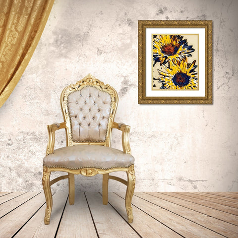 Blue and Yellow Pop Gold Ornate Wood Framed Art Print with Double Matting by Bannon, Heidi