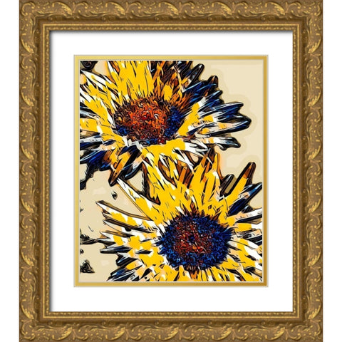 Blue and Yellow Pop Gold Ornate Wood Framed Art Print with Double Matting by Bannon, Heidi