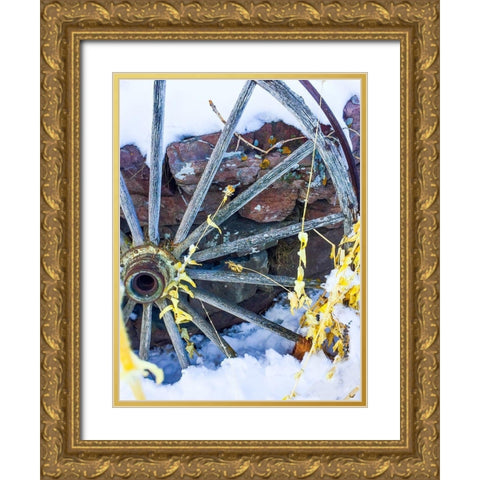 Montana Wagon Wheel I Gold Ornate Wood Framed Art Print with Double Matting by Bannon, Heidi