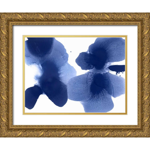 Dynamic Indigo Gold Ornate Wood Framed Art Print with Double Matting by Carlson, Hannah