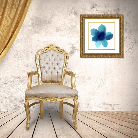 Blue Bloom I Gold Ornate Wood Framed Art Print with Double Matting by Carlson, Hannah