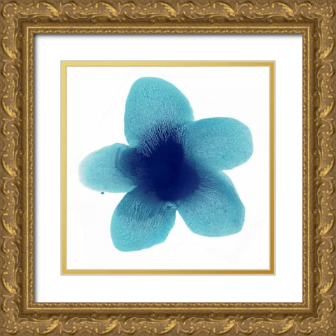 Blue Bloom II Gold Ornate Wood Framed Art Print with Double Matting by Carlson, Hannah