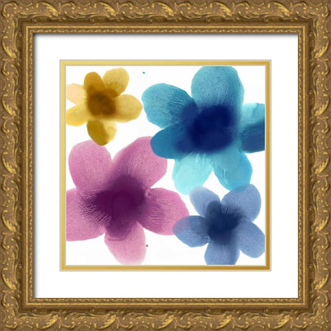 Floral Joy II Gold Ornate Wood Framed Art Print with Double Matting by Carlson, Hannah