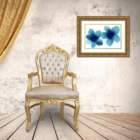 Floral Pair Gold Ornate Wood Framed Art Print with Double Matting by Carlson, Hannah