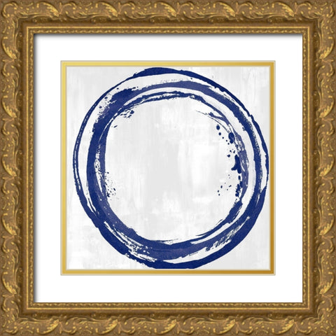Circle Blue I Gold Ornate Wood Framed Art Print with Double Matting by Harris, Natalie