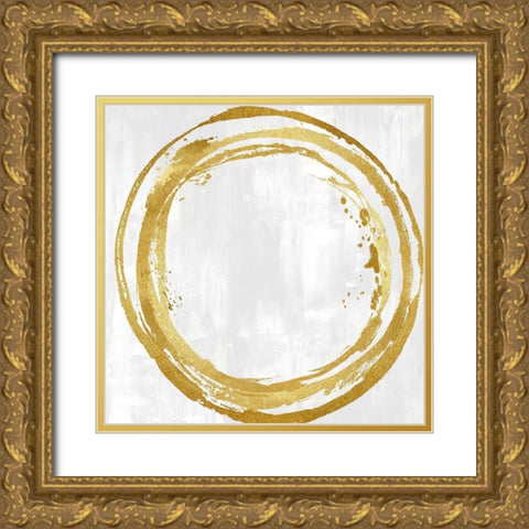 Circle Gold I Gold Ornate Wood Framed Art Print with Double Matting by Harris, Natalie